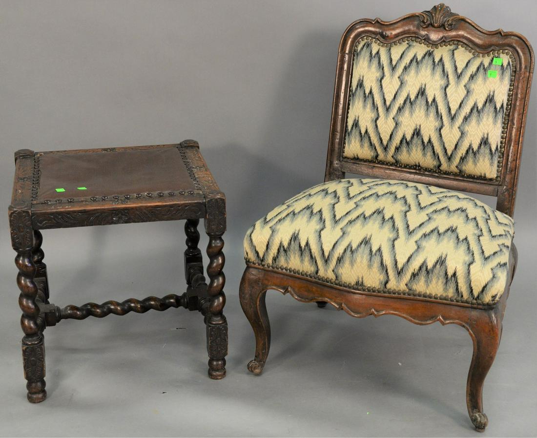 Two piece lot to include Louis XV slipper chair, (end (1 of 4)