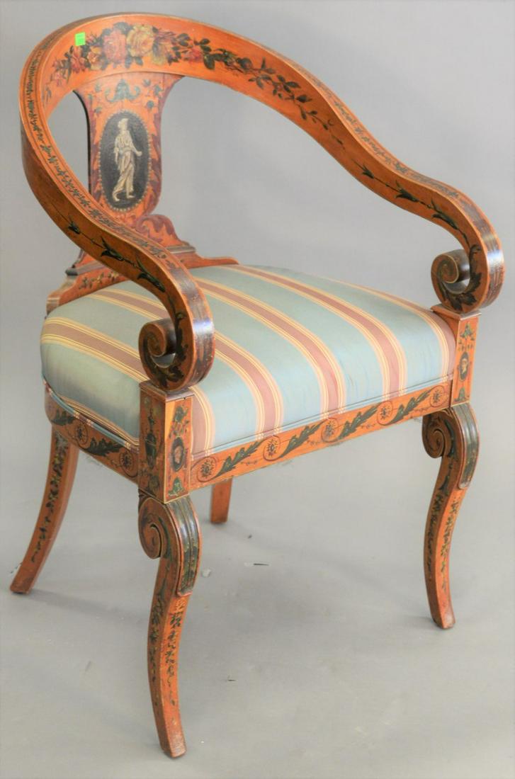 Adams style armchair with contemporary upholstered seat (1 of 1)