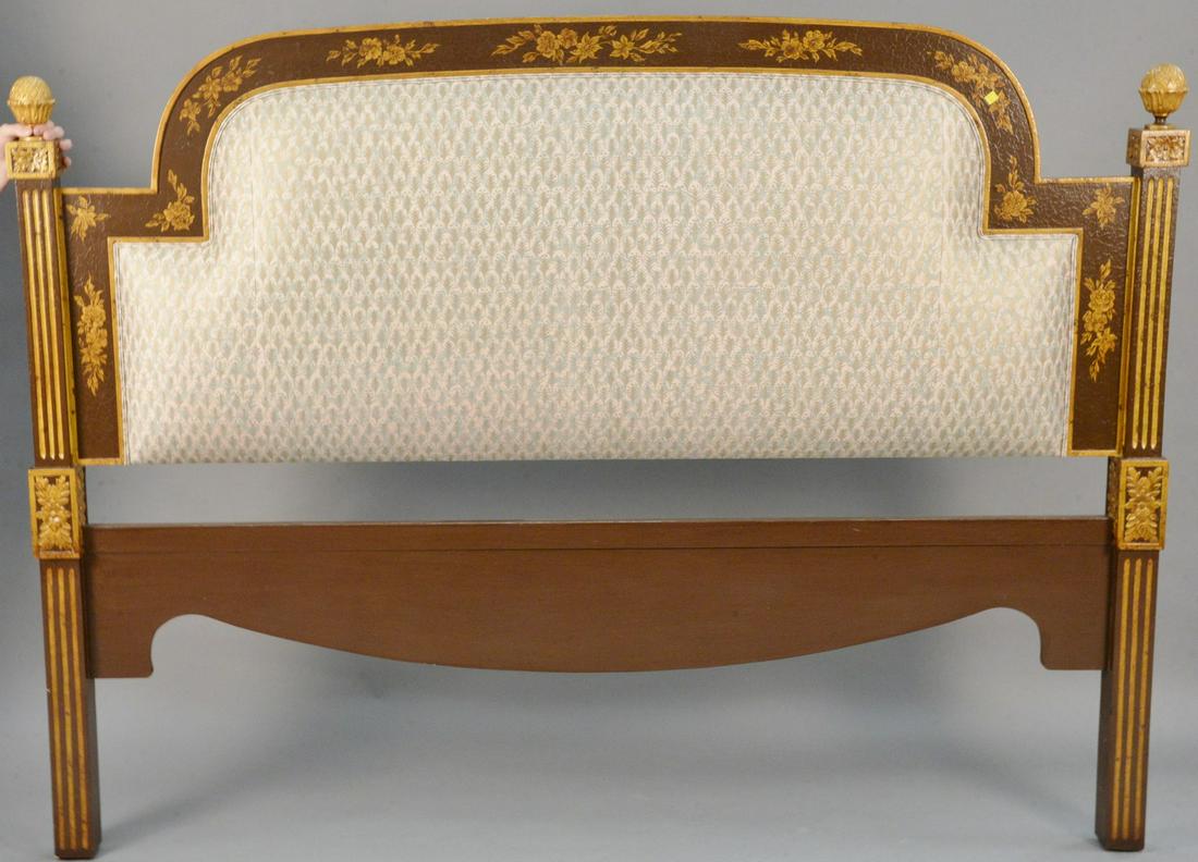 King size headboard with custom upholstered insert. ht.: King size headboard with custom upholstered insert. ht. 64 in., wd. 84 in. Provenance: Estate of Deborah Black, Greenwich, CT.