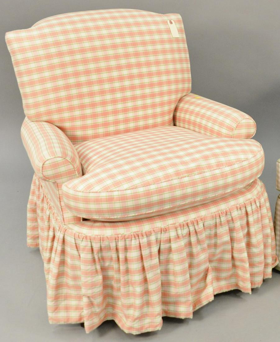Custom upholstered rocking chair, Thomas Deangelis N.Y.: Custom upholstered rocking chair, Thomas Deangelis N.Y. ht. 34 in., wd 30 in. Provenance: Estate of William and Teresa Patton, Lake Ave Greenwich, CT