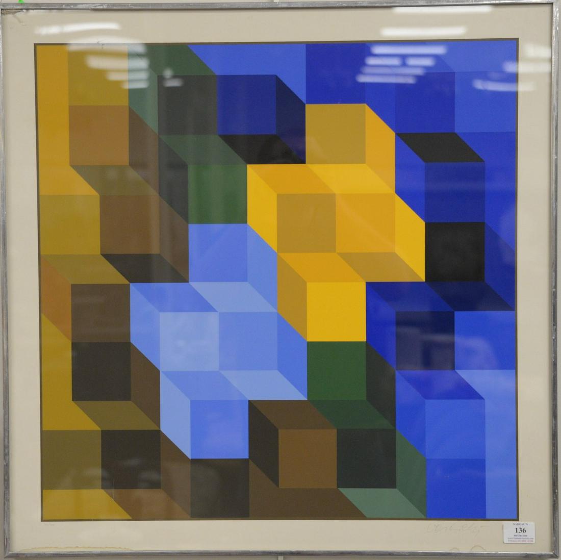 Victor Vasarely (1906-1997), serigraph, untitled,: Victor Vasarely (1906-1997), serigraph, untitled, signed in pencil lower right Vasarely, numbered in pencil 33/200. 26 1/2" x 26 1/2". Provenance: Property from the Credit Suisse Collection