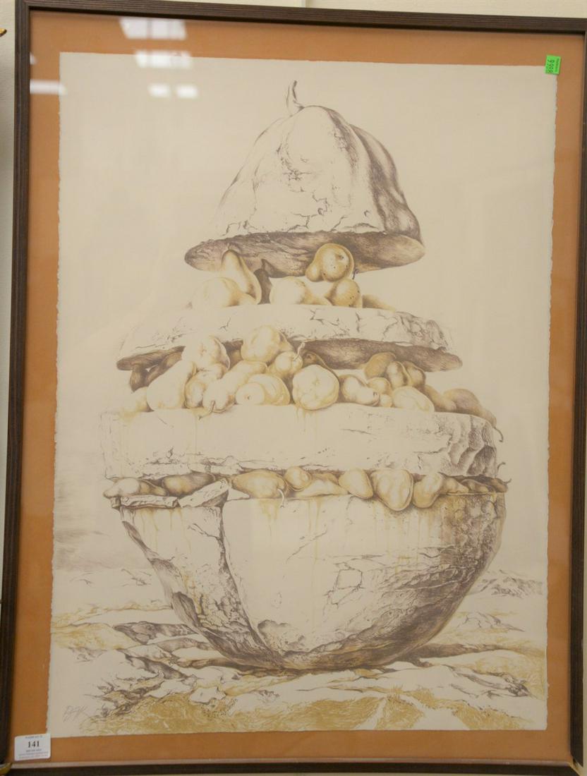 Samuel Bak (B1933), pencil, Israeli surrealistic: Samuel Bak (B1933), pencil, Israeli surrealistic lithograph, pencil signed and numbered 50/100. sheet size: 30" x 22 1/2" Provenance: The Estate of Ed Brenner, Short Hills N.J.