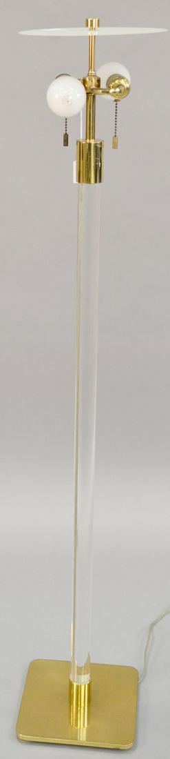 Hansen floor lamp, crystal and brass stamped 'Hansen: Hansen floor lamp, crystal and brass stamped 'Hansen Lamps, New York', , 50". Provenance: Estate of William and Teresa Patton, Lake Ave Greenwich, CT.