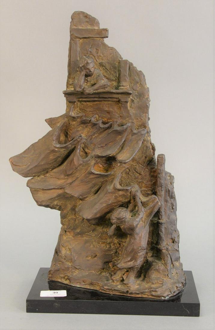 Claire Silverman, bronze, "Laundry", Gallery Fifty Two: Claire Silverman, bronze, "Laundry", Gallery Fifty Two label on bottom, Kenmore Galleries label on bottom. total ht. 18 in. [Provenance: The Estate of Ed Brenner, Short Hills N.J.]