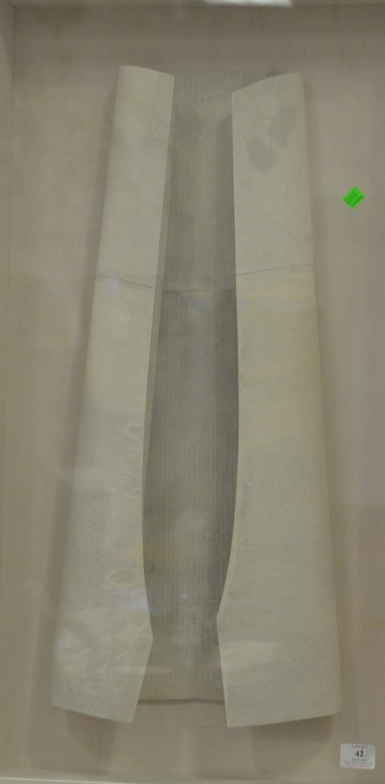 Manfred Muller (German, b. 1950), oil on paper, "White: Manfred Muller (German, b. 1950), oil on paper, "White Prelude #513", pencil signed and dated verso, Rose Gallery label on verso, in shadowbox frame, ht. 29 1/5", wd. 12 1/2", dp. 3". Provenance: The