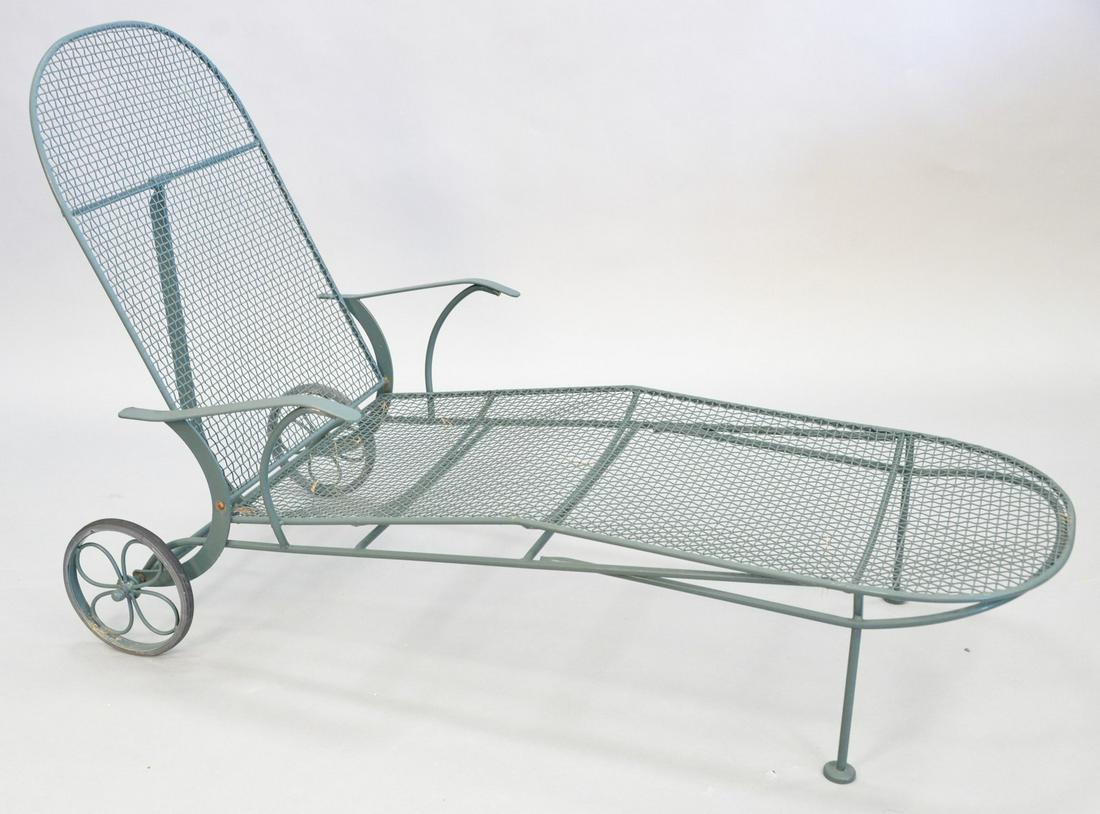 Green Woodard chaise, 69" l.: Green Woodard chaise, 69" l.