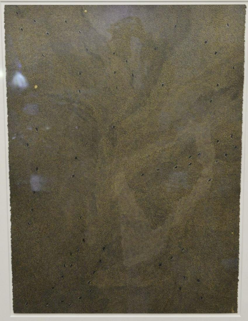 Jack Reilly (b. 1950), "Gold on Black", paint and ink: Jack Reilly (b. 1950), "Gold on Black", paint and ink on paper, sight size: 30" x 22".