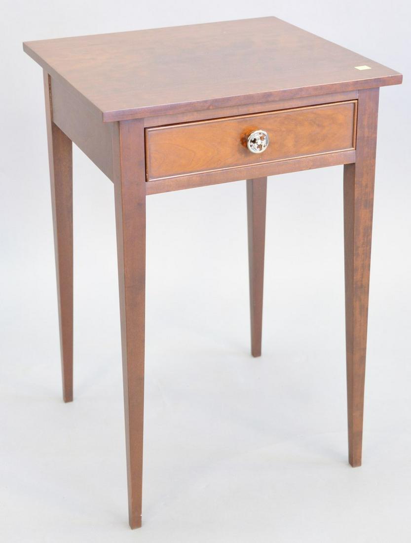 Eldred Wheeler custom cherry Federal-style one drawer: Eldred Wheeler custom cherry Federal-style one drawer stand, 27 1/2" h., top 17 1/2" x 19".