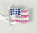 18 karat white gold, diamond, ruby, and sapphire