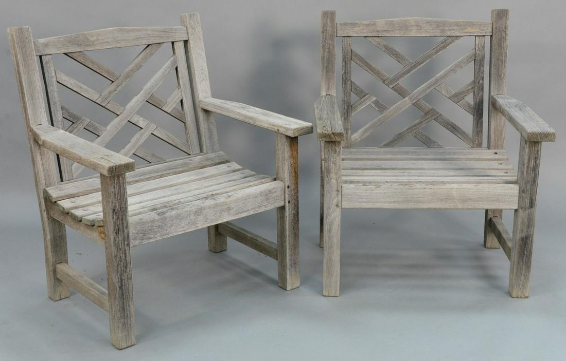 Lister Teak outdoor two piece lot to include two (1 of 4)