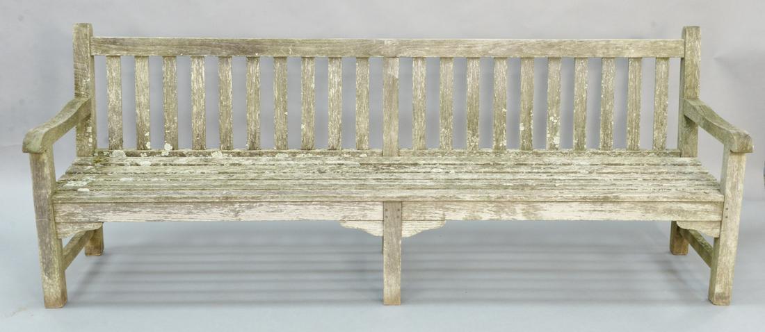 Barlow Tyrie teak outdoor bench, ht. 35", lg. 93". (1 of 4)