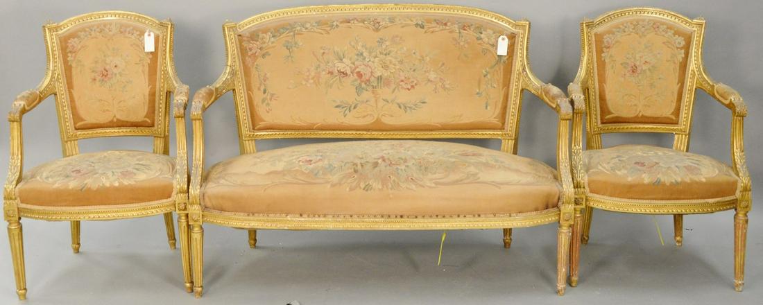 Three piece Louis XVI style salon set with canape and (1 of 6)