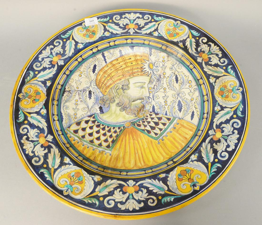 Large Majolica deep charger, marked De Ruta Dipinto (1 of 5)