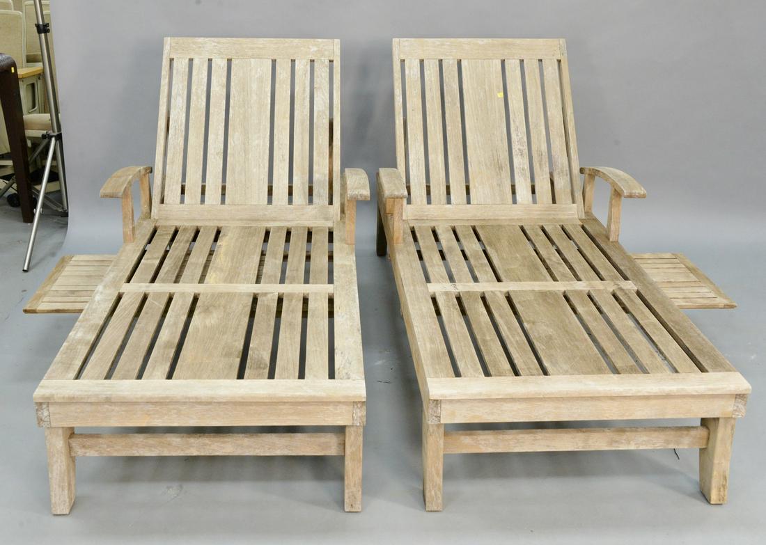 Pair of Frontgate teak outdoor chaise lounges, retail (1 of 3)