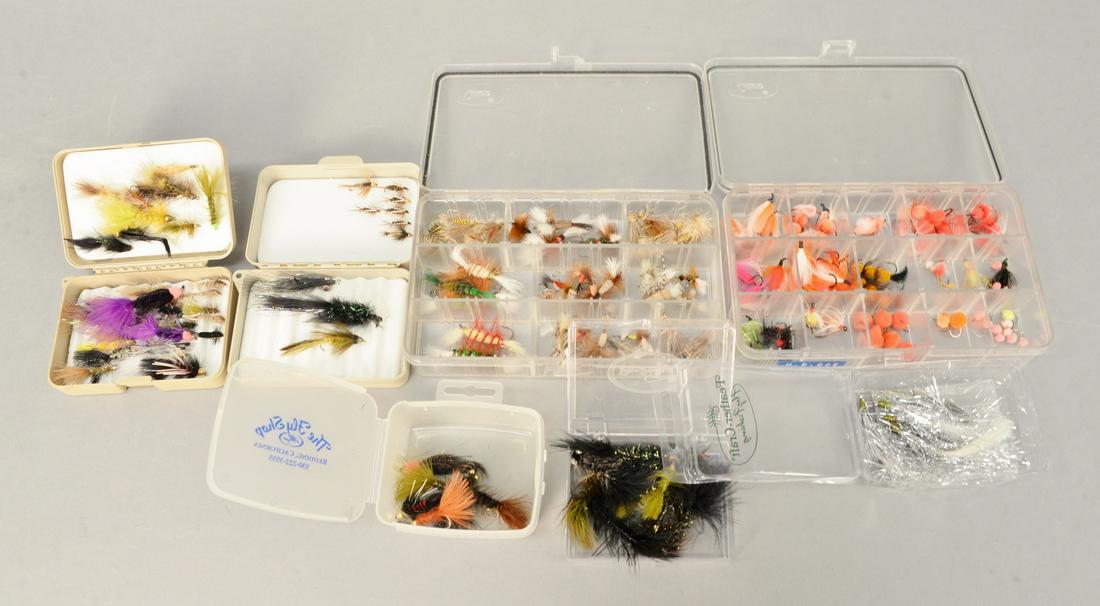 Tray lot of seven cases of streamers and flies. Estate (1 of 3)