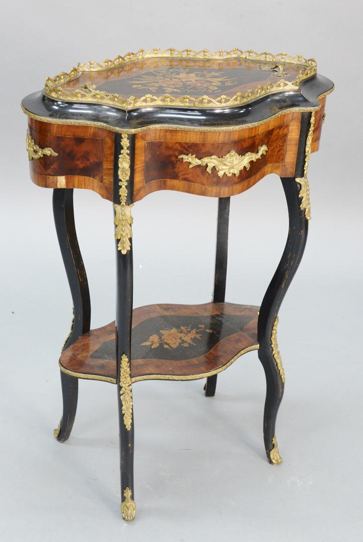 French style stand, marquetry inlaid with inset tray (1 of 4)