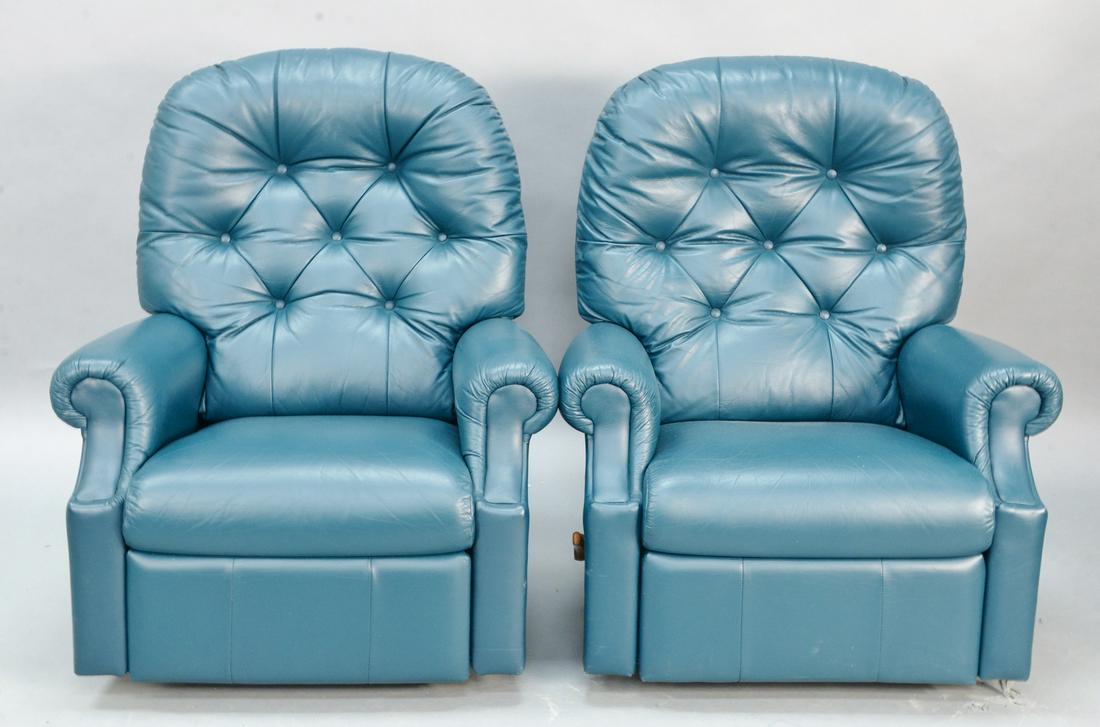 Pair of La-Z-Boy leather upholstered reclining chairs (1 of 4)