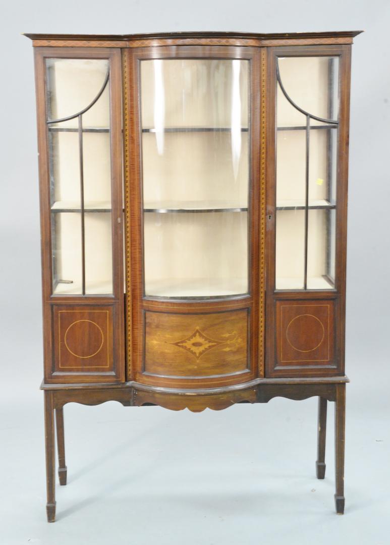 Mahogany china cabinet with bowed glass door, ht. 67",: Mahogany china cabinet with bowed glass door, ht. 67", wd. 42".