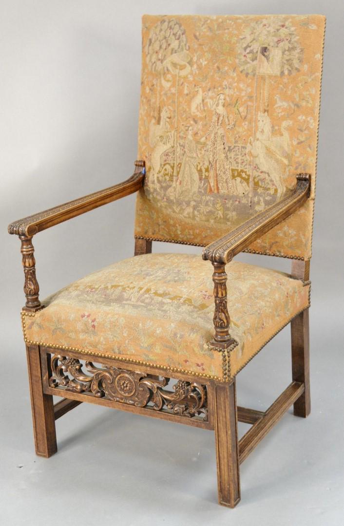 Continental style armchair with needle work and petit (1 of 3)
