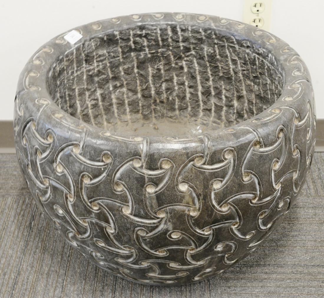 Pair of Large Carved Stone Planters, each having (1 of 6)