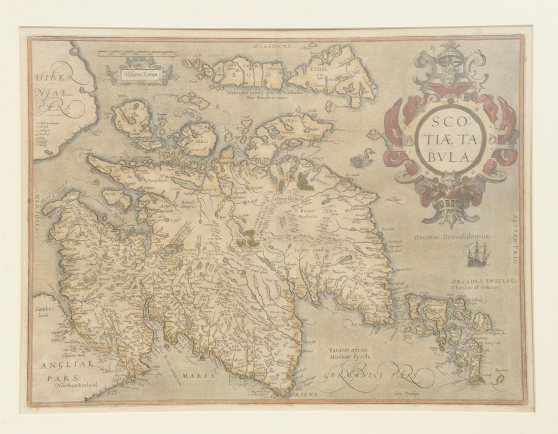 Abraham Ortelius Scotiae tabula, map of Scotland, 15th (1 of 3)