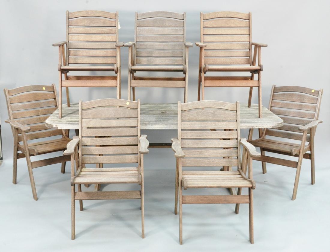 Nine piece outdoor teak set to include rectangular (1 of 3)