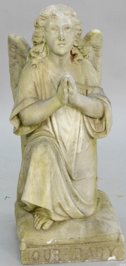 Marble mourning angel marked "Our Baby", finger broke, (1 of 4)