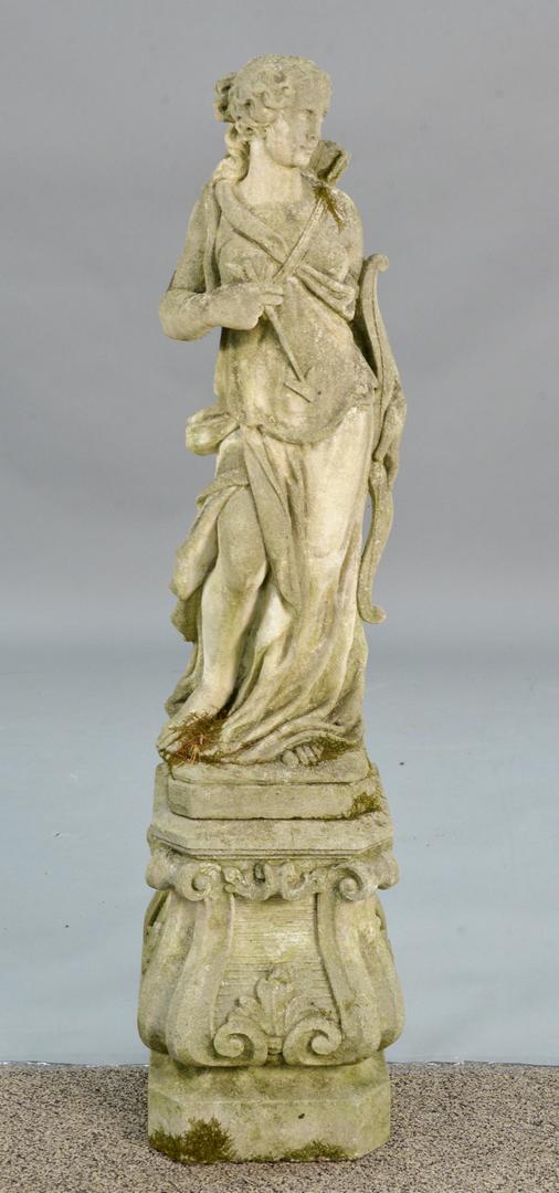 Large sandstone outdoor figure, partially clad woman (1 of 4)