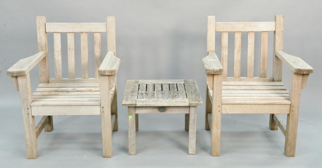 Three piece Barlow and Tyrie outdoor teak lot to (1 of 4)