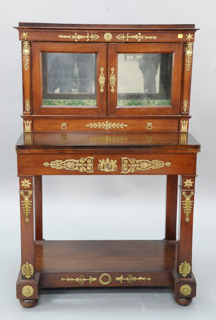 Regency style writing desk having glass door top (1 of 3)