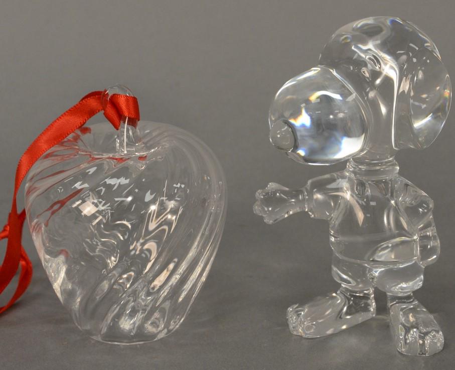 Two crystal pieces to include Baccarat crystal Snoopy