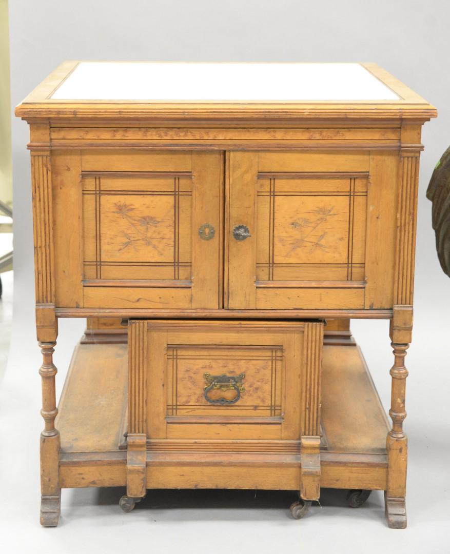 Victorian commode having inset marble top over two (1 of 3)