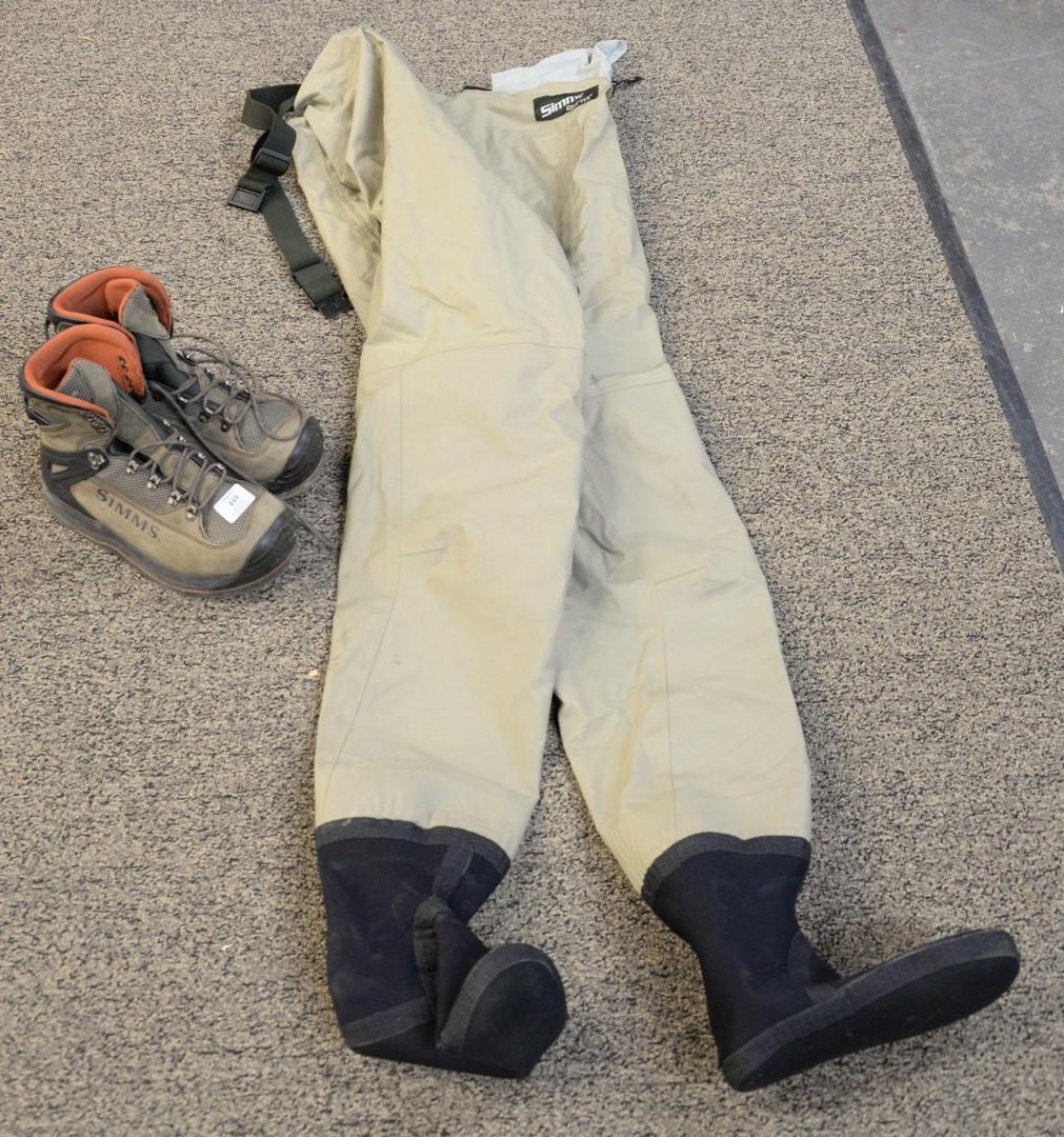 Simms chest waders with Simms size 10 boots. Estate of: Simms chest waders with Simms size 10 boots. Estate of Michael Coe, PhD, New Haven, CT.