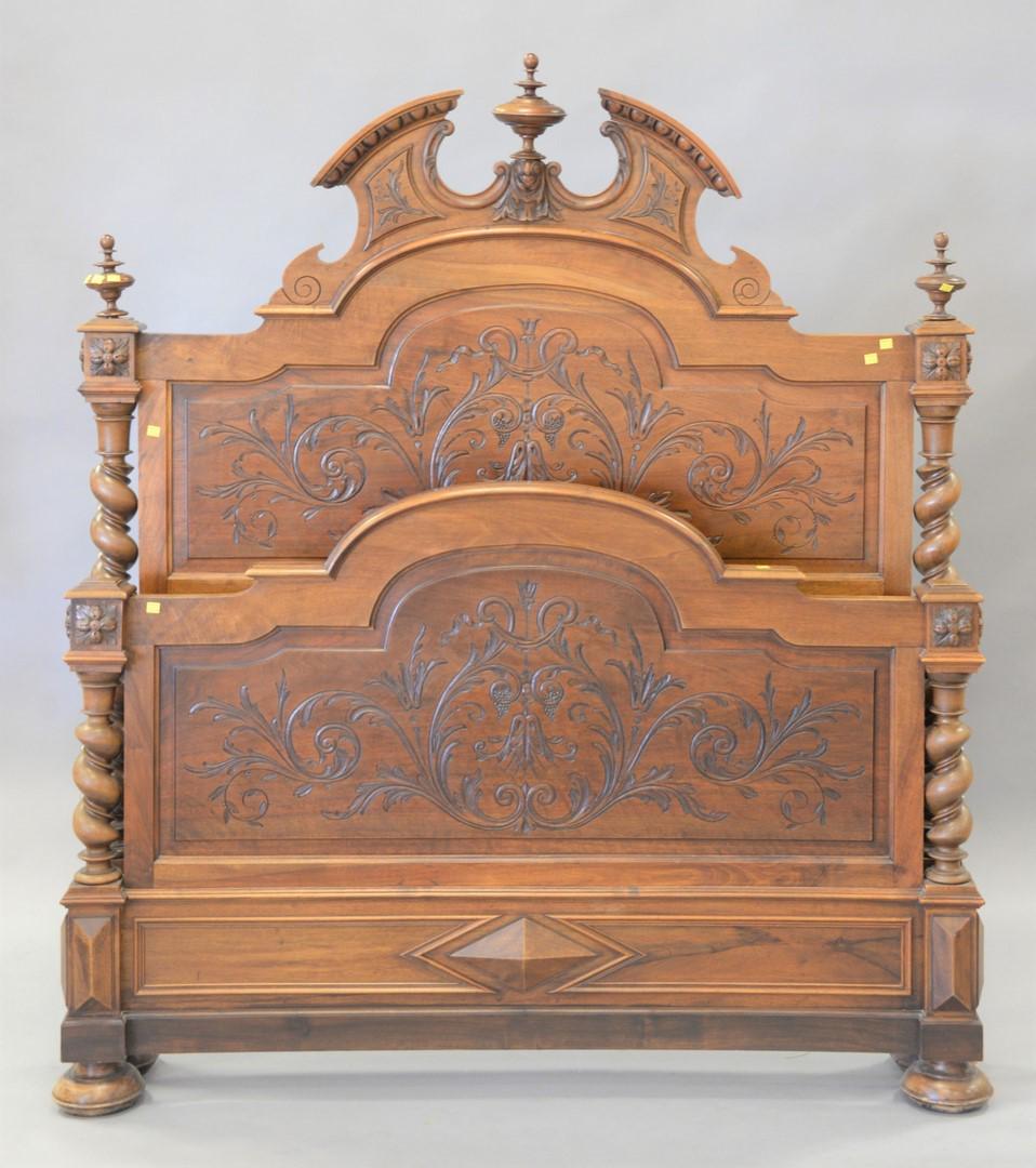 Victorian three-piece bedroom set with armoir, ht.: Victorian three-piece bedroom set with armoir, ht. 113", high back bed, ht.l 70", marble top stand, ht. 40", wd. 17".