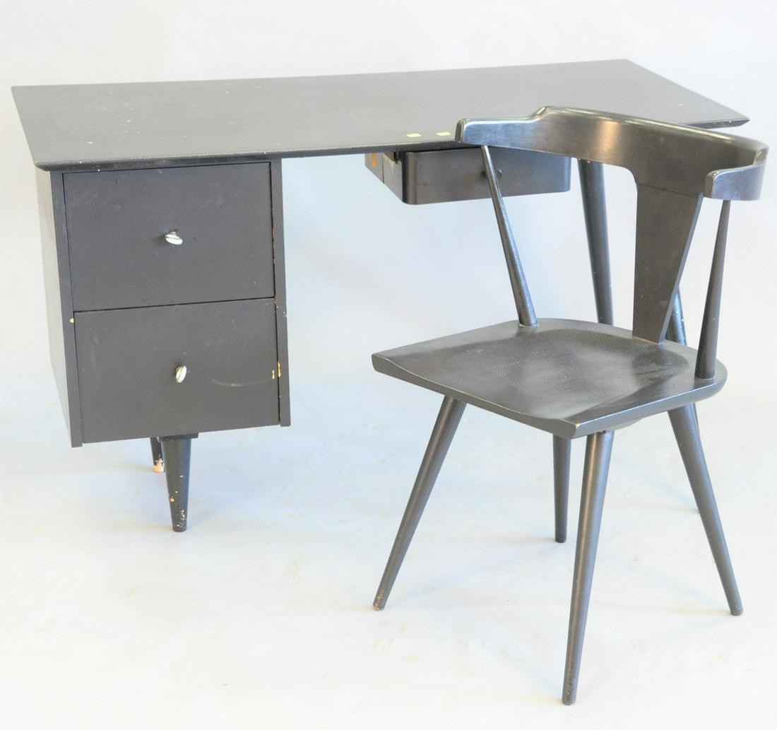 Two-piece Paul McCobb for Planner Group to include: Two-piece Paul McCobb for Planner Group to include three-drawer desk along with a side chair, ht. 29", top 24" x 48".