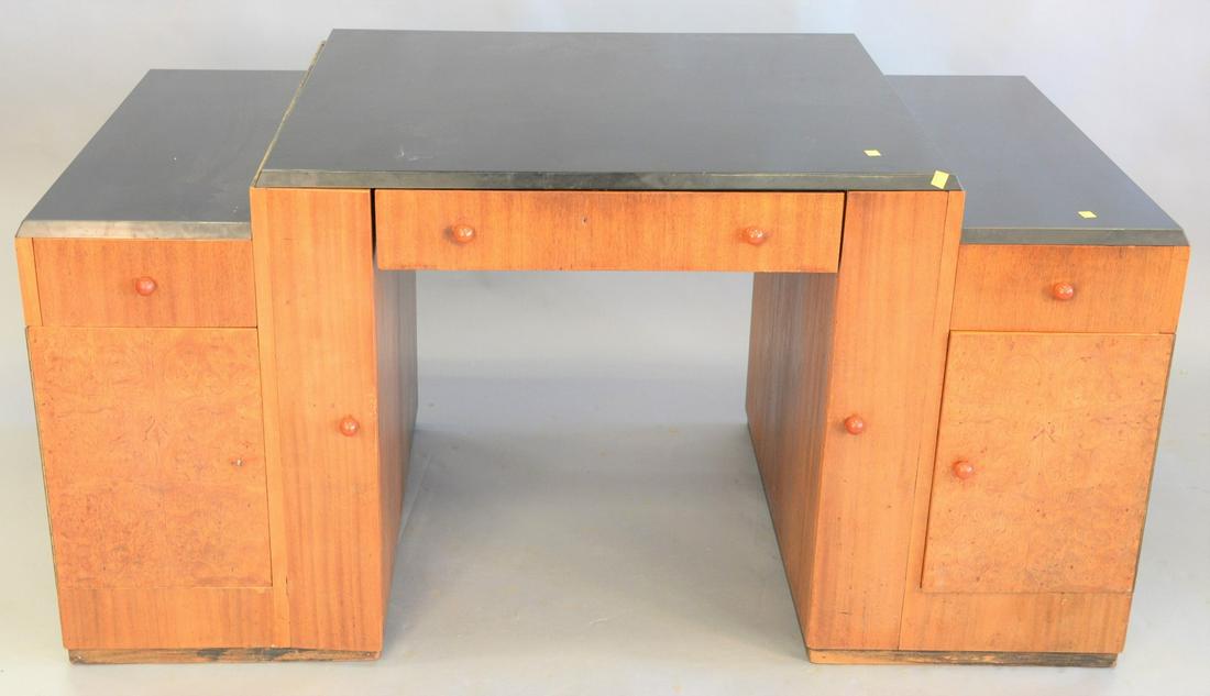 Art Deco three-part desk having Bakelite top, ht. 30",: Art Deco three-part desk having Bakelite top, ht. 30", wd. 60", dp. 30".