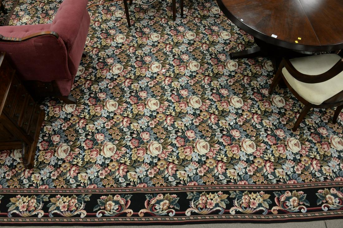 Aubusson style carpet, 11' 8" x 17' 8".: Aubusson style carpet, 11' 8" x 17' 8".