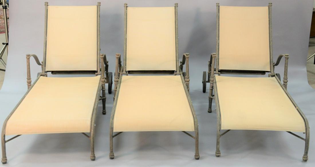 Three Woodard Landgrave outdoor chaise lounges, lg.: Three Woodard Landgrave outdoor chaise lounges, lg. 72".