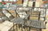Set of four swivel outdoor bar stools with arms, ht. - 2