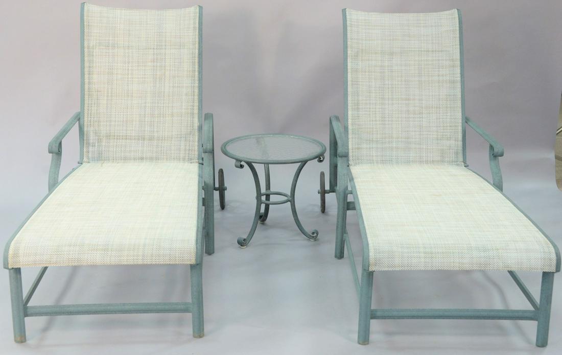 Four piece Brown Jordan outdoor furniture to include: Four piece Brown Jordan outdoor furniture to include two lounges lg. 76", tea cart, small table.