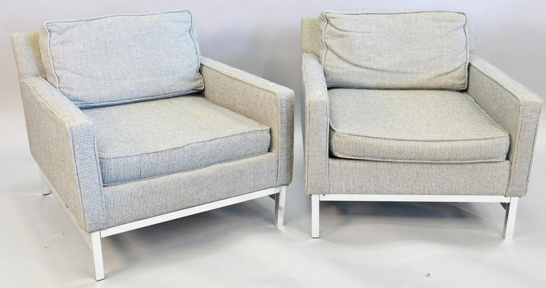 Pair Knoll style club chairs, ht. 26 1/2".: Pair Knoll style club chairs, ht. 26 1/2".