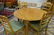 Five piece dining set with round pine table, 1 leaf, - 2