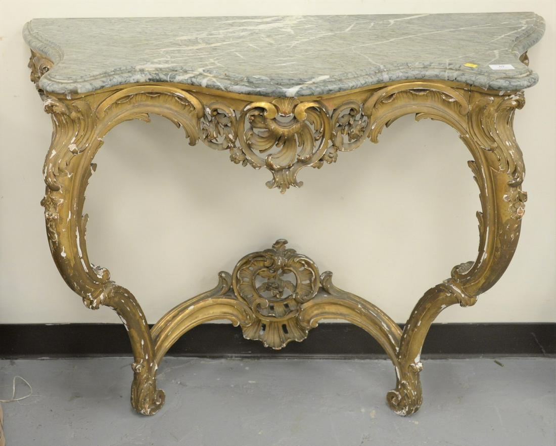 Marble top wall mounted demilune table having shaped (1 of 3)