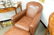 Two-piece lot to include leather chair with ottoman, - 2