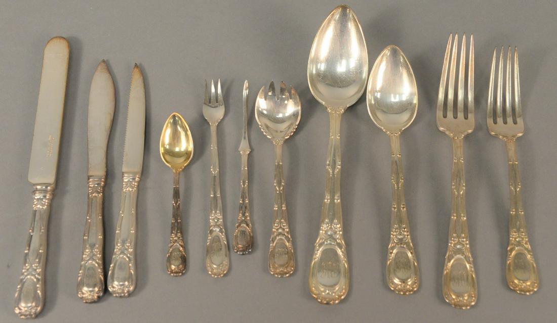 Tiffany & Co. silver plate flatware set, one hundred (1 of 3)