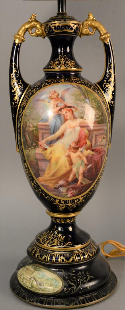 Royal Vienna French porcelain urn made into table lamp (1 of 7)