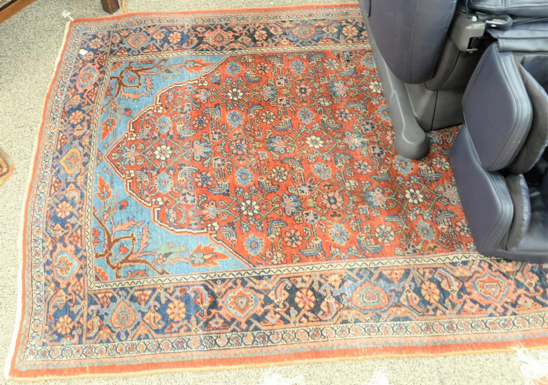 Bidjar Oriental throw rug, worn, 4' 3" x 7'. (1 of 3)