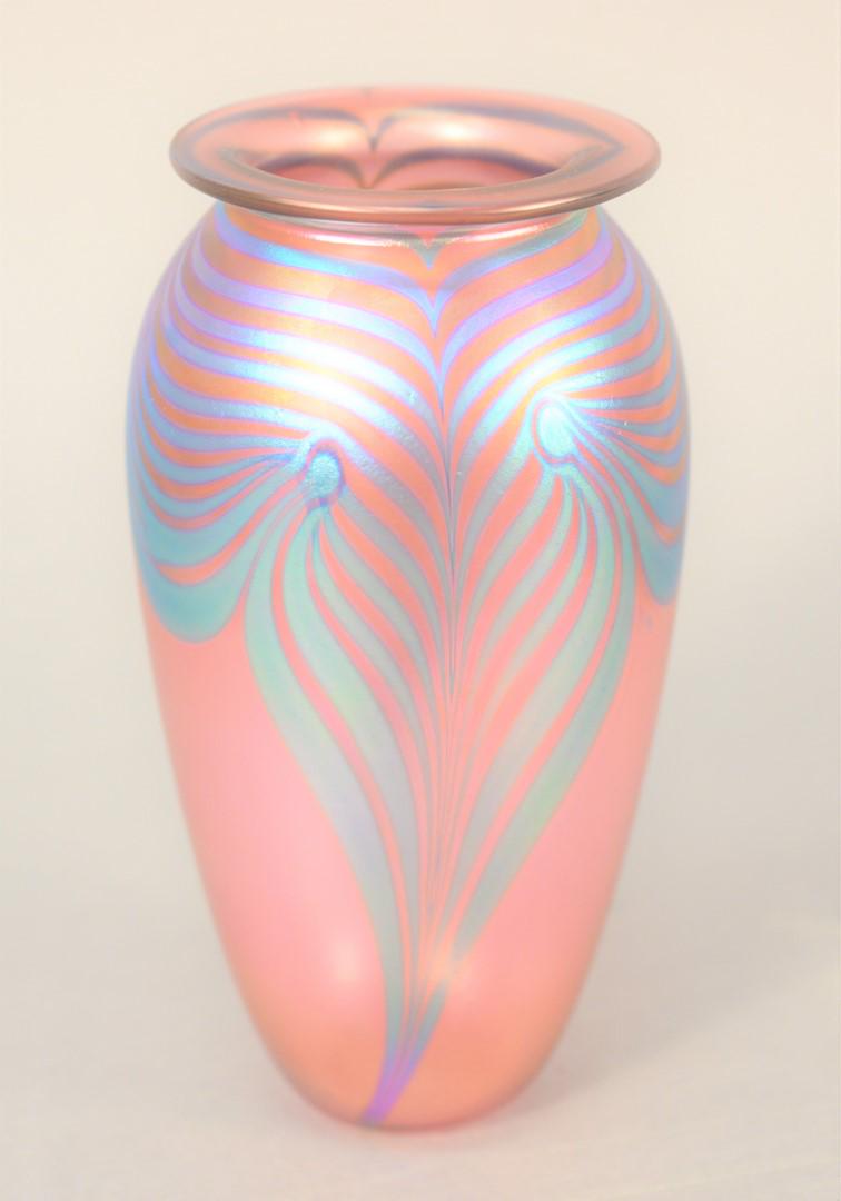 Robert Eickholt art glass vase, mauve and turquoise, (1 of 4)