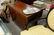 Banded inlaid mahogany dining table having drop leaves, - 4