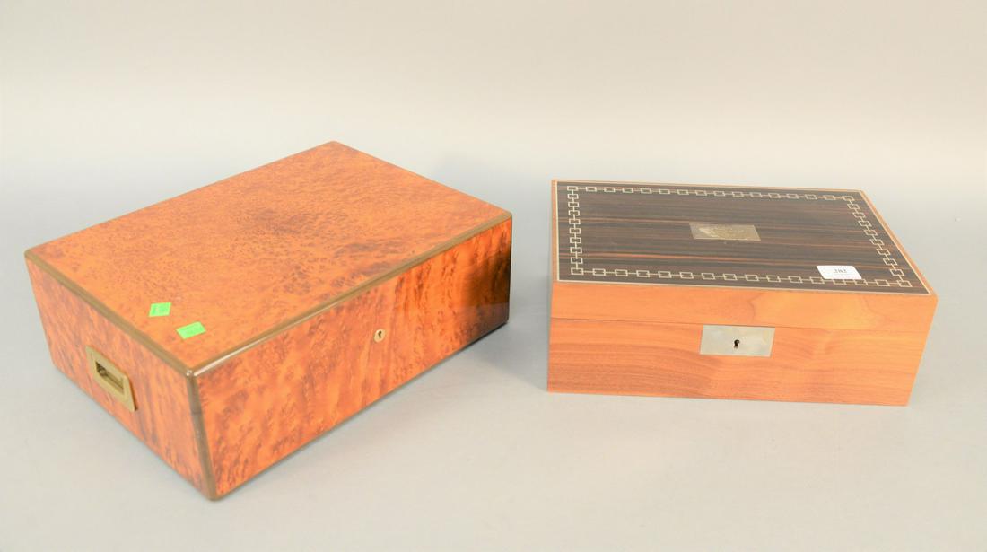 Two humidors, ht. 5", wd. 14 1/2' with inlaid top along (1 of 5)